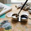 Dubbel Gat Olieverf Pot met Deksel Kwastenwasser Draagbare Verfmedium Beker Kunststudio Gebruik