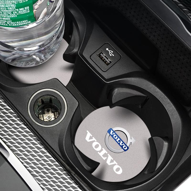 2Pcs Suede Car Coaster Mat Anti-slip Water Cup Pad For Volvo Rdesign XC90 V90 V60 XC60 XC40 V40 EC40 EX40 S60 S90 S80 V70 EX90