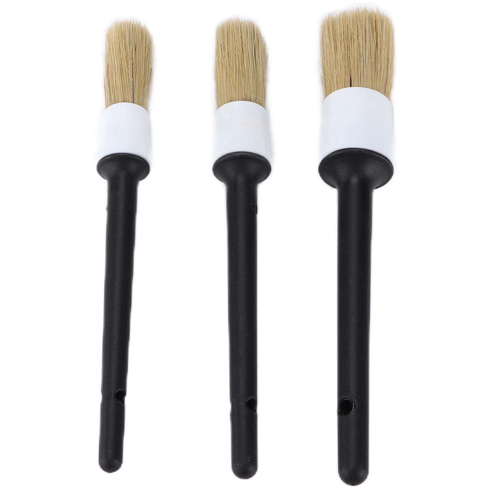 

Набор из 3 щеток для чистки автомобиля, смешанный ворс дикого кабана для очистки зазоров колес, решеток, внутренних кнопок