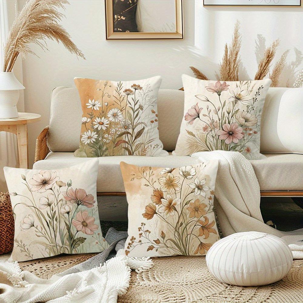 Floral-Printed Pillowcases: Embrace Nature's Beauty In Your Home Sofa Cushion Cover Home Room Decoration 2D Flat Printing