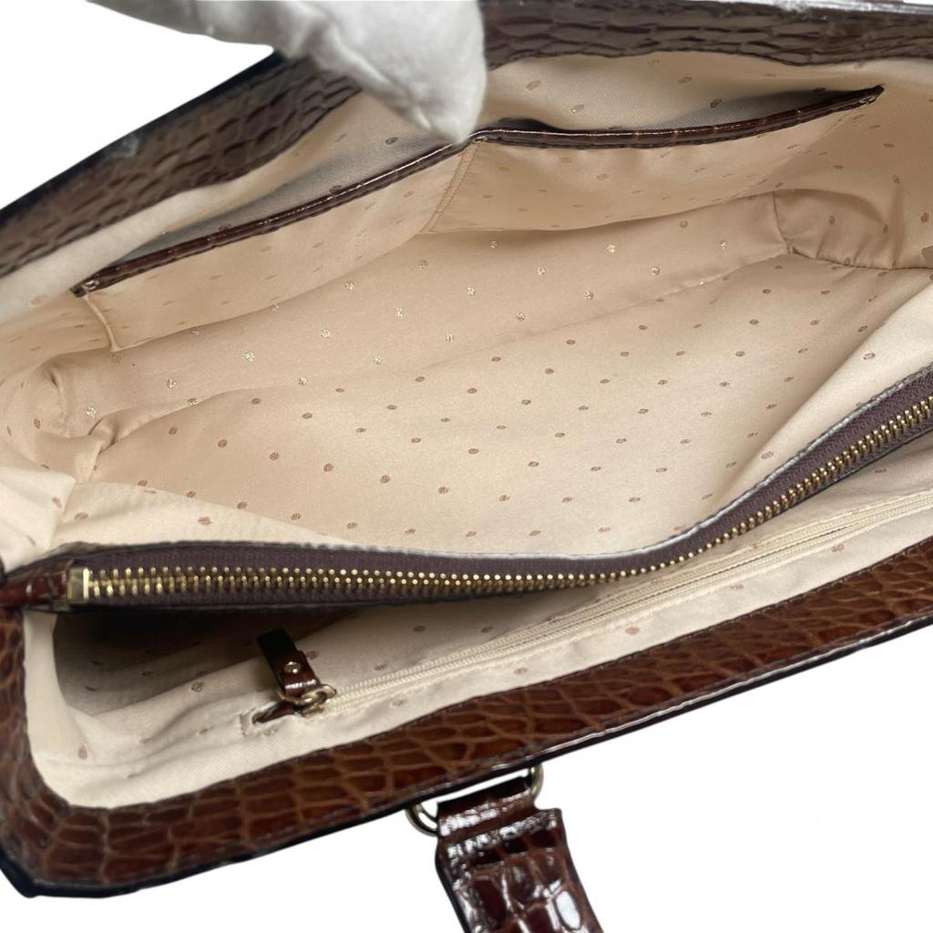 Kate Spade New York Croco Embossed Handbag Leather Brown Women Used