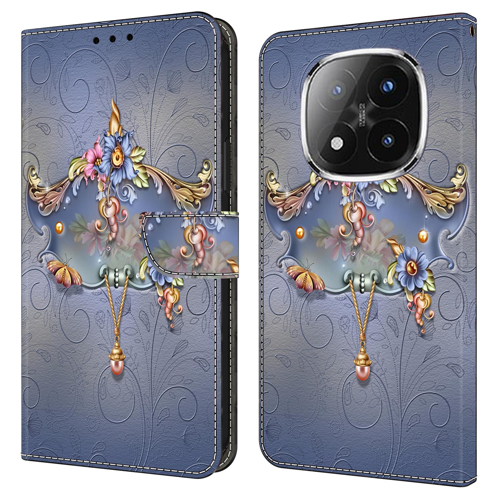 

For Xiaomi Redmi Note 14 Pro+ 5G Case PU Leather Wallet Phone Cover with Stand Carving Flower