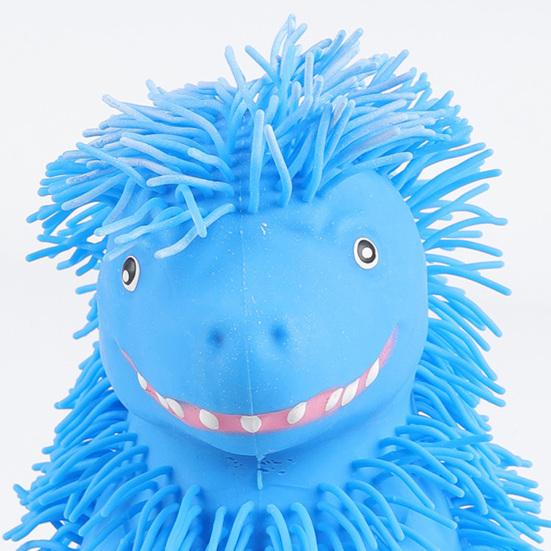 Cartoon Dinosaur Squeeze Toy with Long Hair Glitter Soft TPR Rubber Stress Relief Fidget for Kids Pull-Resistant Visual Stimulation Anxiety Relief