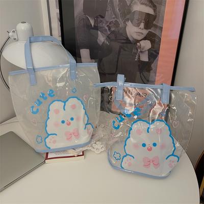 24 niedliche Handtaschen Cartoon Einfache Strandtasche Transparent Mädchen Herz Gelee Tasche
