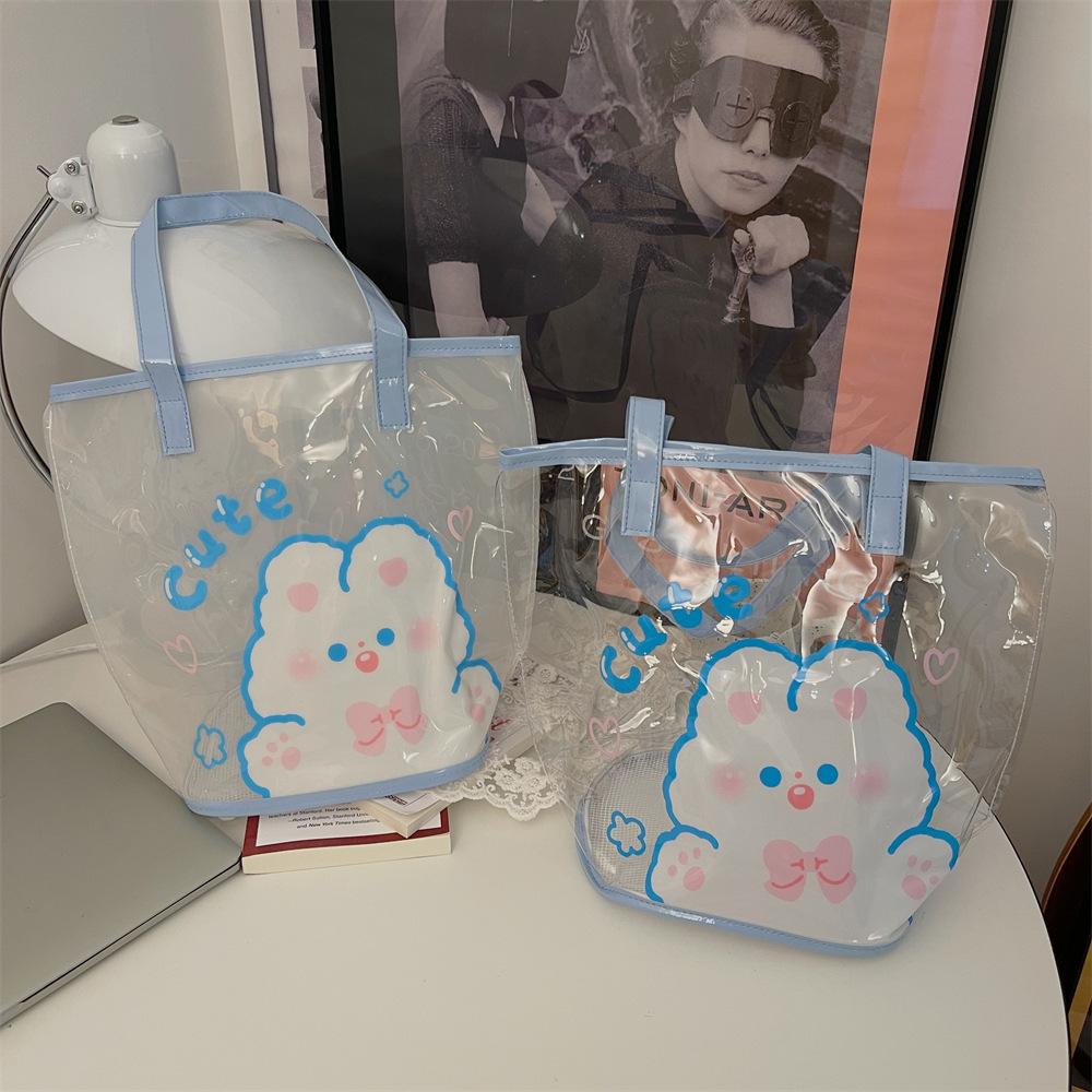 24 Cute Handbags Cartoon Simple Beach Bag Transparent Girl Heart Jelly Bag
