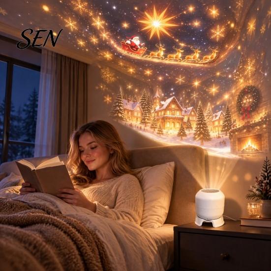 Christmas Projector Lamp Magical Projection Night Light, Indoor Room Transformer with Bedroom Star for Holiday Scenes, LED Desktop Bedroom, Home Decor