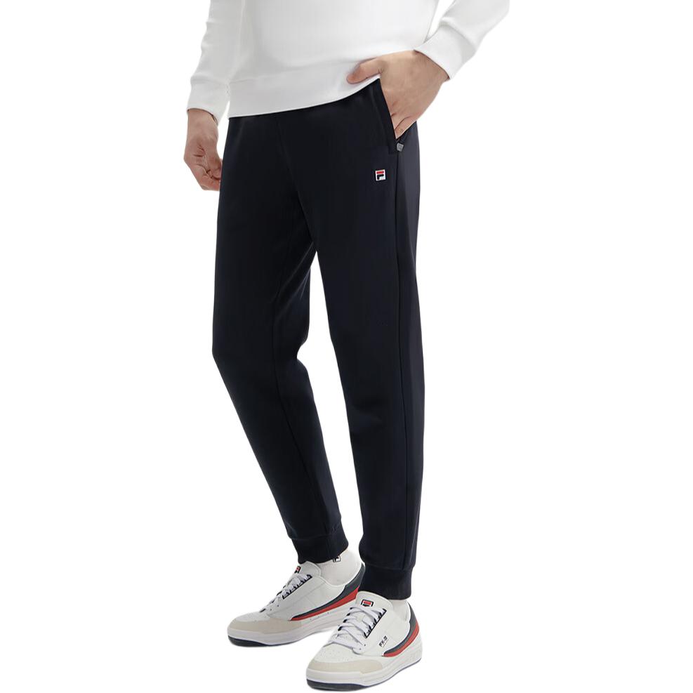 FILA Solid Color Mid Waist Tapered Knit Sports Pants Men Bottoms Legendary-Blue F11M411605F-NV