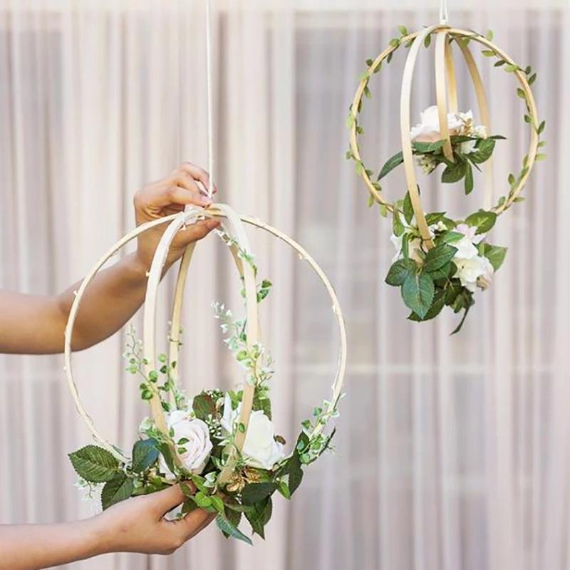 5 Stück Holzreifen DIY Traumfänger Bambusringe Handgefertigtes Bastelmaterial Hochzeit Geburtstagsfeier Dekoration Haus Garten Wandbehang Dekor