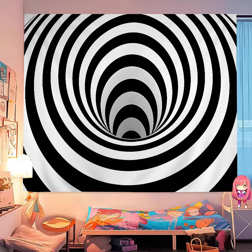3D Vortex Illusion Cartoon Tapestry Wall Hanging Decoration Household Home Decor