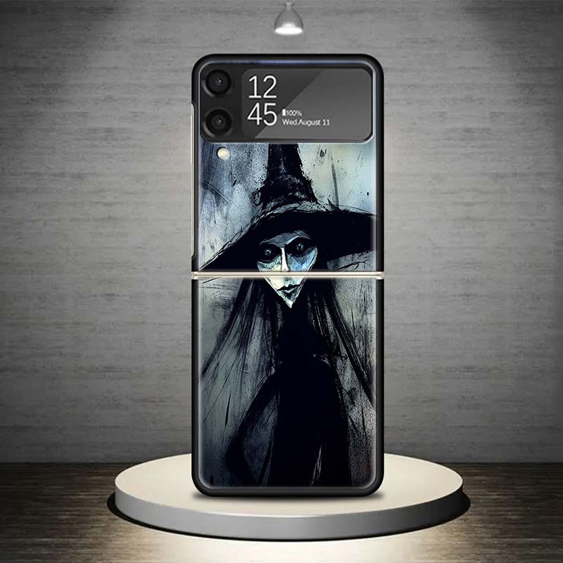 Halloween Moon Witch Horror Phone Case For Samsung Galaxy Z Flip 7 6 5 4 3 5G Shockproof Cover Z Flip7 Flip6 ZFlip5 Flip3 Flip4