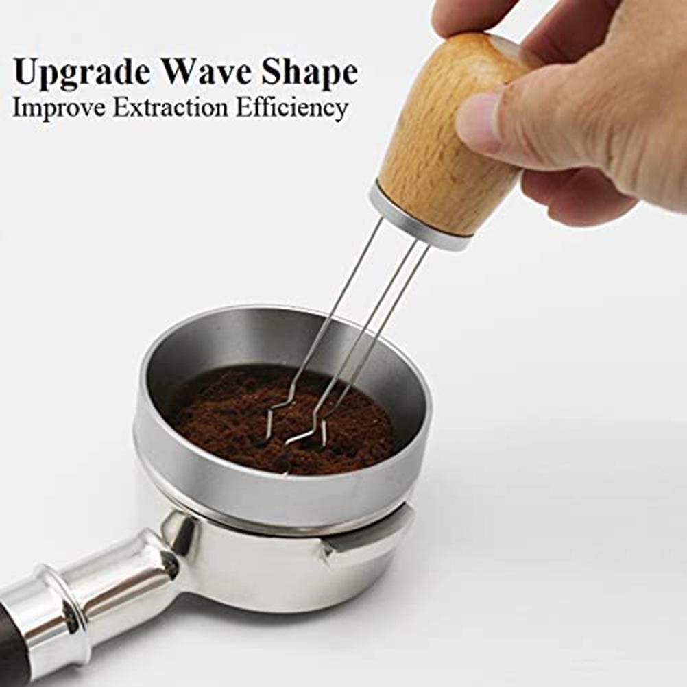 Espresso Coffee Stirrer Wood Handle Needle Coffee Tamper WDT Tool Coffee Distribution Tool Improve Extraction Efficiency