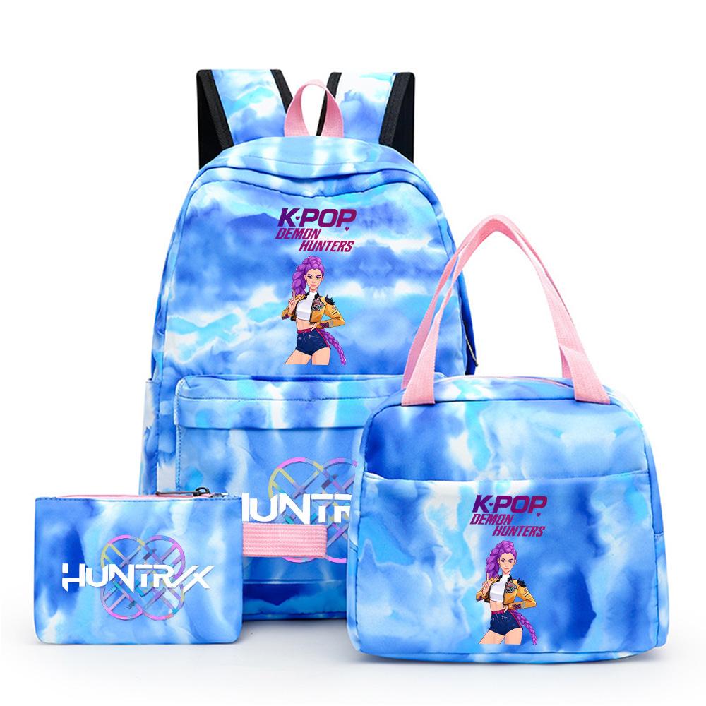 3Pcs/set Cartoon Anime Kpop Printed Backpack with Lunch Bag Pengcil Case Large Capacity Travel Bag for Teenager Girl Boy Bookbag Kid Gift Rucksak