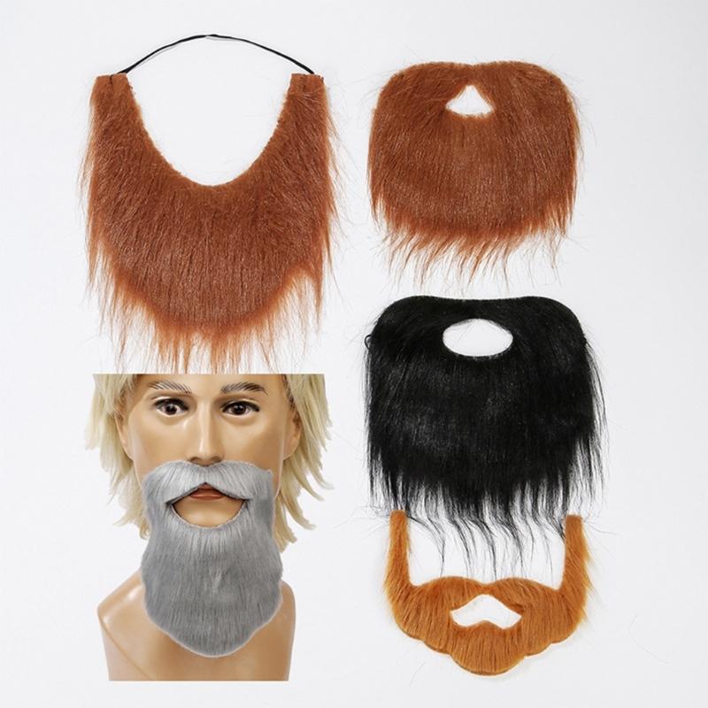 3Pcs Natural Looking Plush Mustache Fashion Costume Accessory For Cosplay Halloween Event Soft Adjustable Face Props