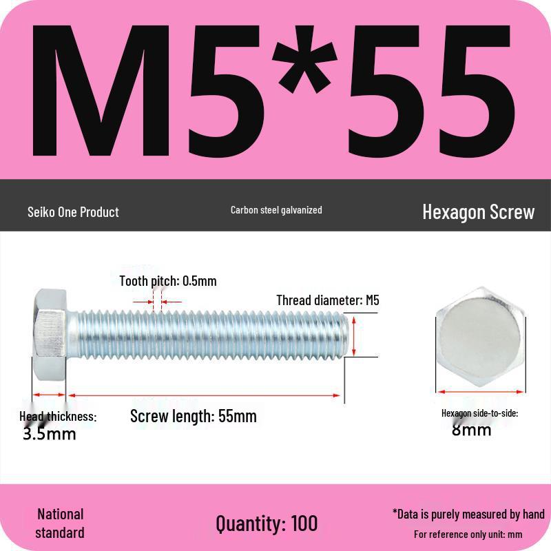 8.8 Grade Galvanized Hex Head Bolt, High-Strength M4-M30