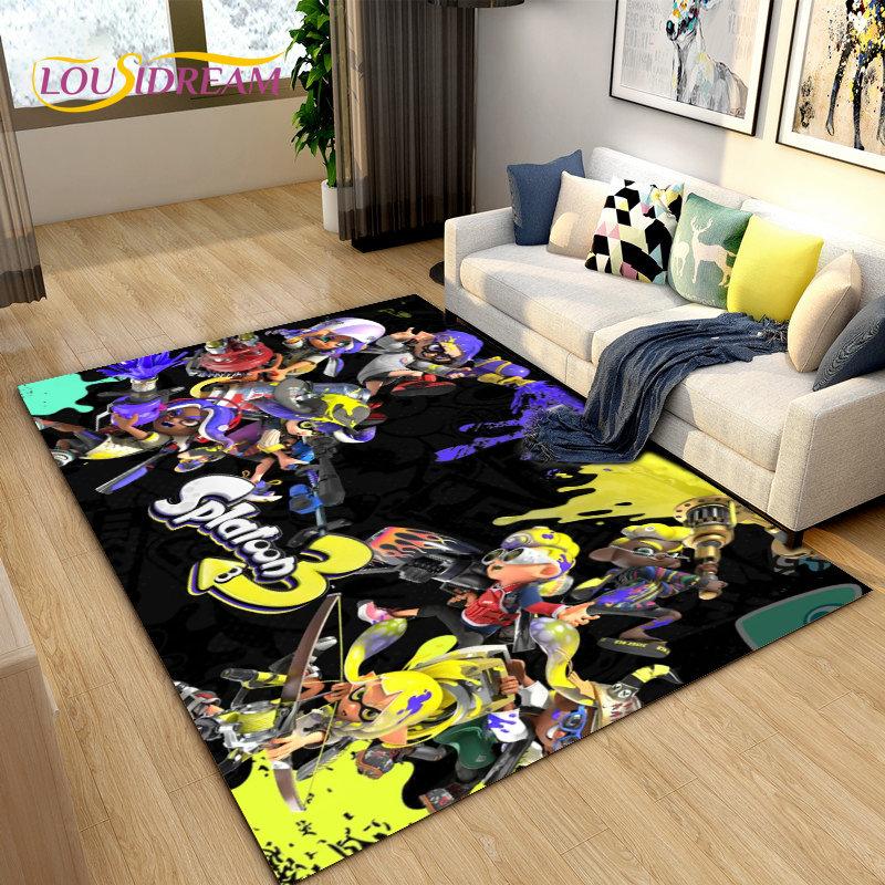 Splatoon,PC Game Gamer Cartoon Area Rug,Carpet Rug for Living Room Bedroom Sofa Doormat Decoration, Kids Play Non-slip Floor Mat