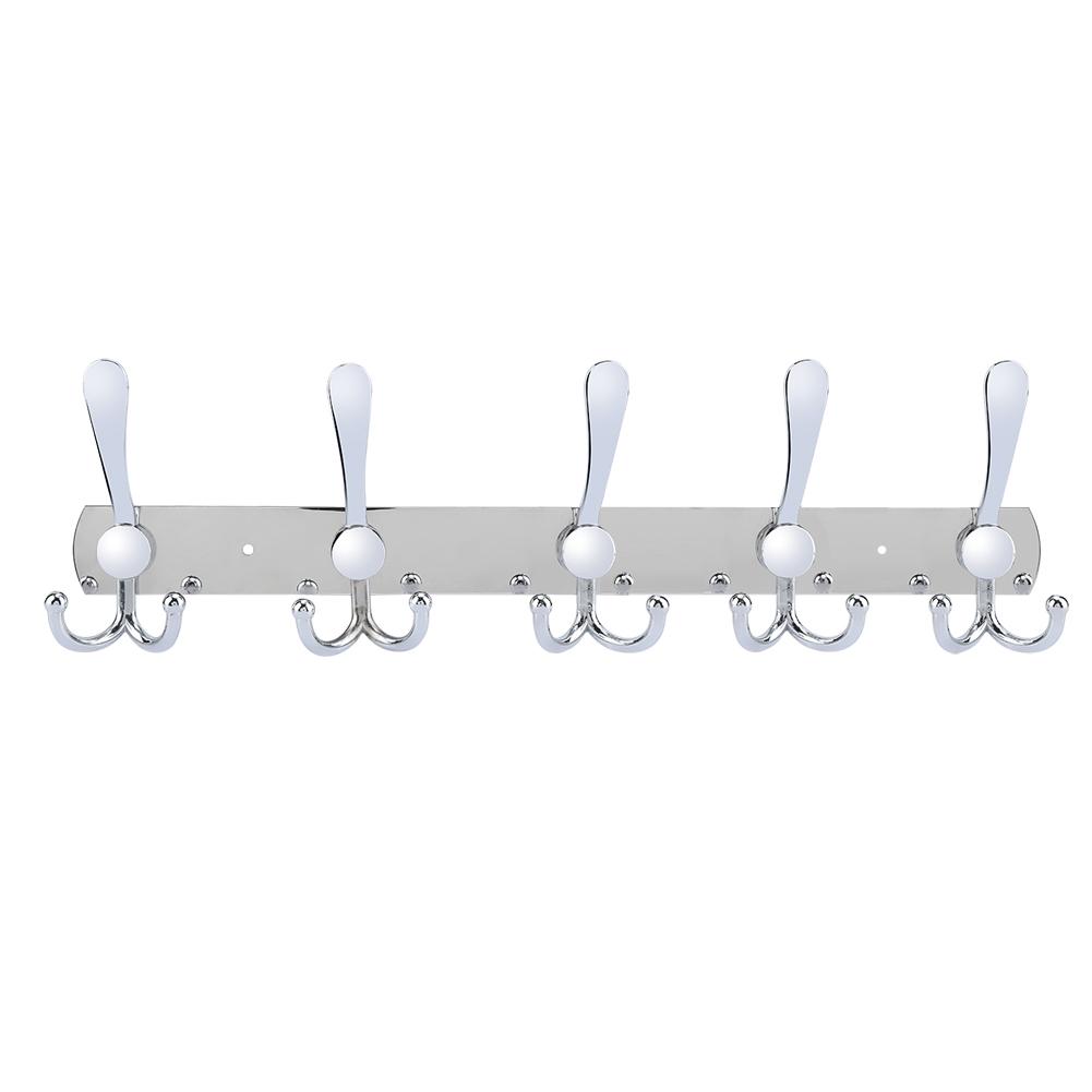 Multifunktionale Wandhakenleiste aus Edelstahl Handtuch-Hut-Ablage für Badezimmer (5 Haken)