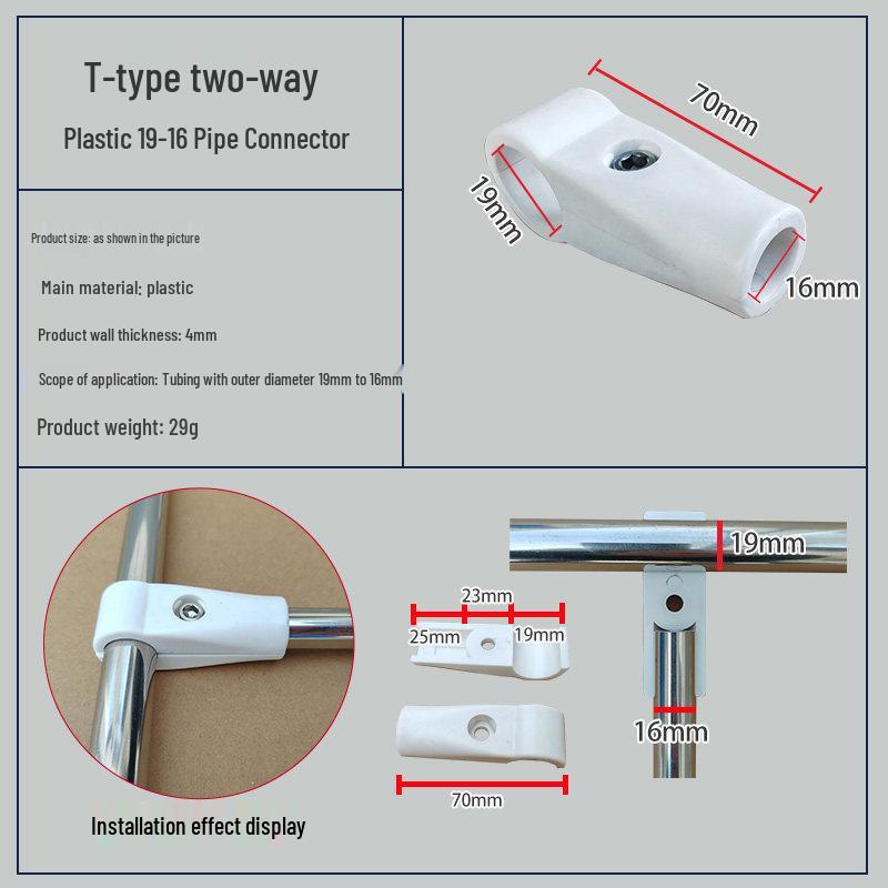 T-Type Stainless Steel Round Reducing Pipe Connector for Shelves and Vine Racks, Full Range of Sizes