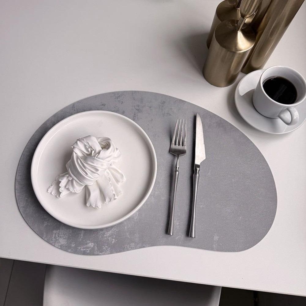Cashew Shaped Leather Placemat Nordic Thermal Heat Resistant Decorative Table Mat Double-sided Faux Velvet