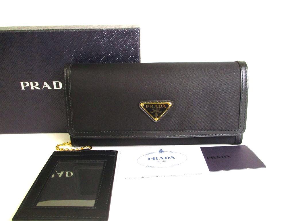 Authentic PRADA Black Nylon and Leather Bifold Long Wallet Purse #a122  Refurbished