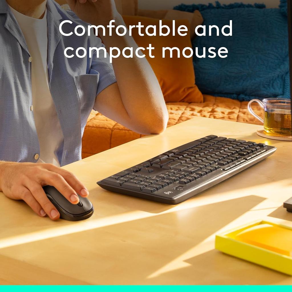 Logitech MK295 Enterprise Light Sound Keyboard and Mouse Set Wireless Bluetooth Office Set Full Size with Wireless 2.4G Receiver