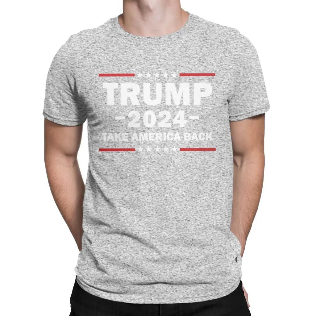 Men T-Shirts Donald Trump 2024 Shirt Take America Back 100% Cotton Tee Shirt Short Sleeve T Shirts Crewneck Clothes Gift Idea