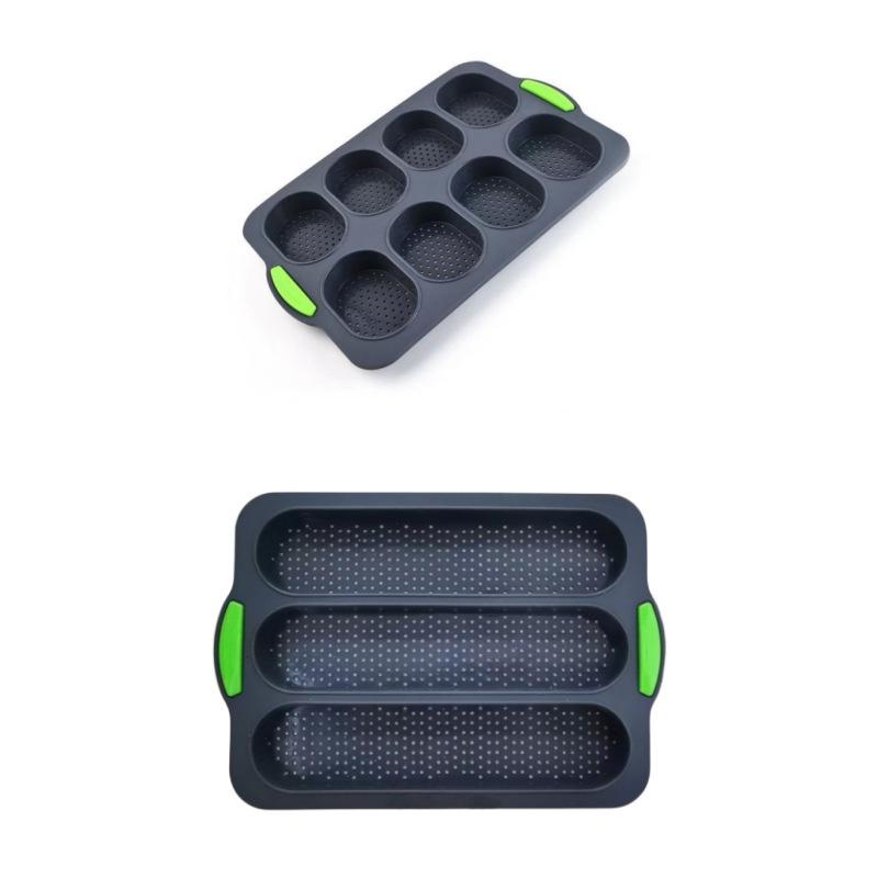 Plate Bread Baking Set Silicone Baking Bag Baking Plate 8 Grid Long Stick Shape