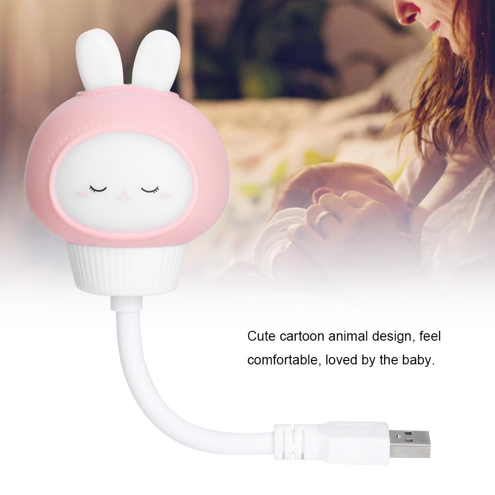 Cute Animal Shaped Night Light USB LED Soft Cartoon Baby Nursery Sleeping Lamp Kid Gift