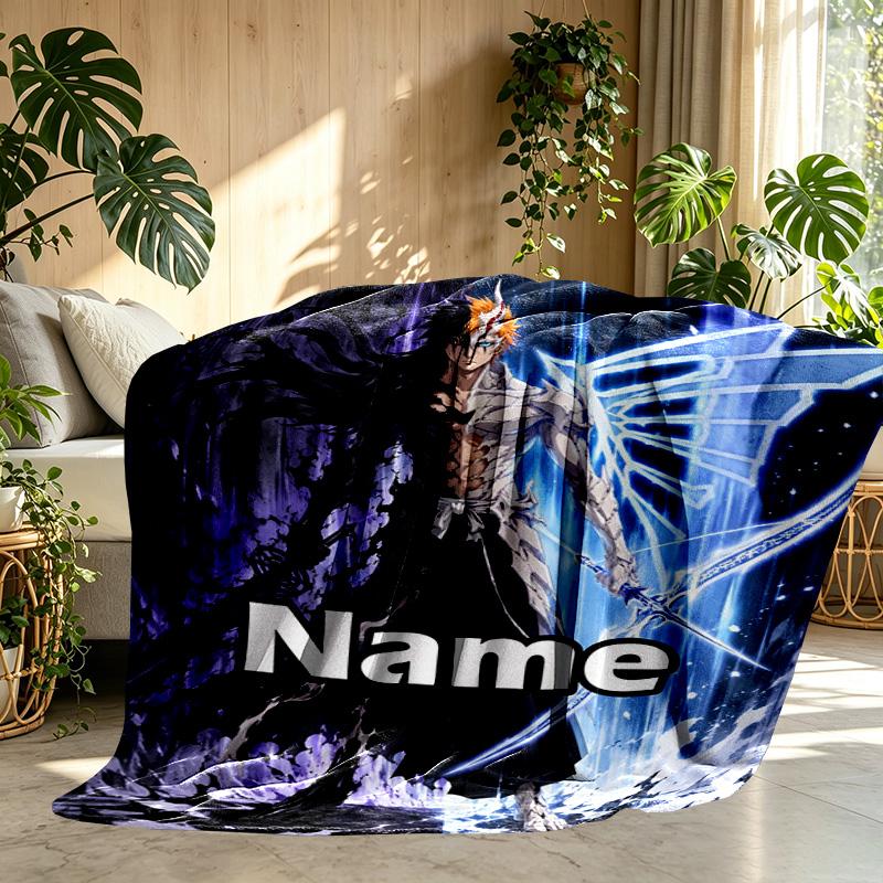 Custom Name Personalized BLEACH Print Blanket, Home Decor, Bedroom, Sofa, Camping, Couch, Gifts for Birthday ChristmasEnthusiasts