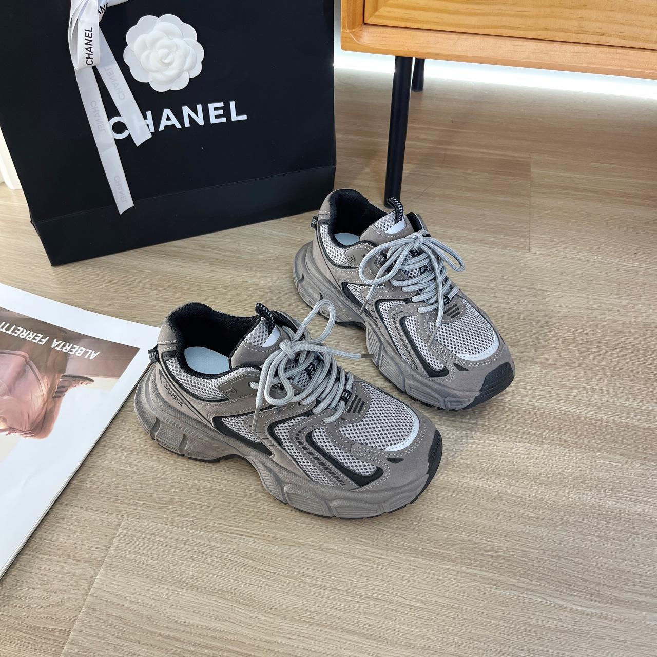 

2025 Женские кроссовки на толстой подошве в стиле «папины кроссовки»: Весна/Лето Легкий, Универсальный, Повседневный Спортивный Стиль Size 38 серый