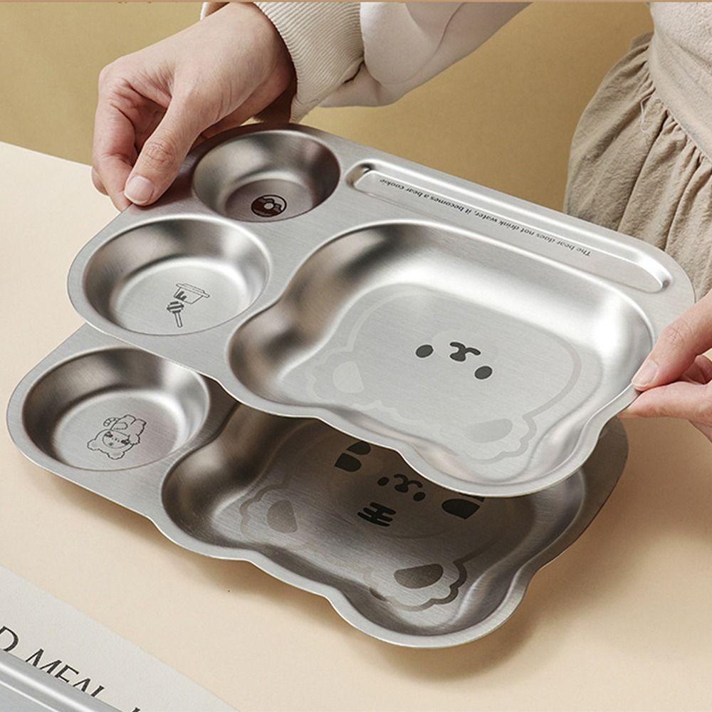 Multi Grids Children's Tableware Cartoon Themed Stainless Steel Plate Food Plate Fruit Salad