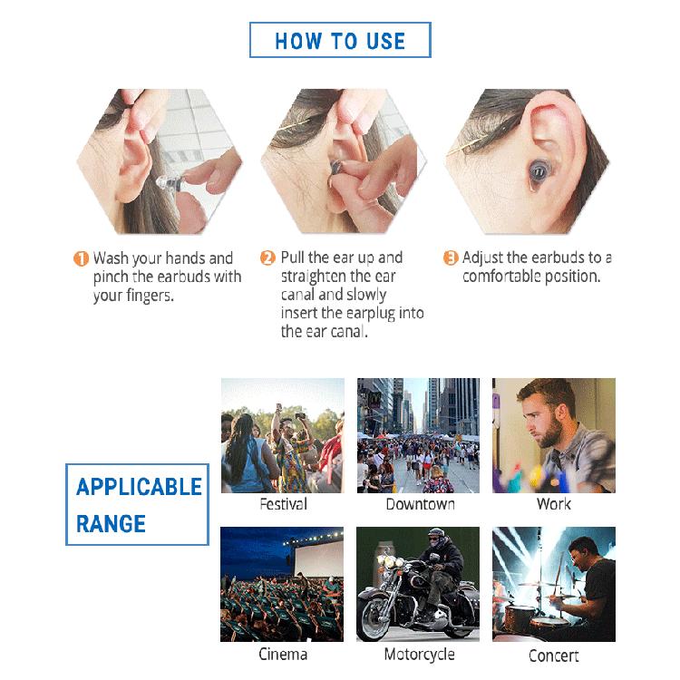 High Fidelity Music Earplug Soft Reusable Silicone Earplugs Hearing Protection for Concerts Musicians DJ and Drummers