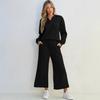 2024 Autumn and Winter Foreign Trade New Solid Color Texture Casual Suit Amazon Fashion Women's Cross-border Loose Two-piece Set