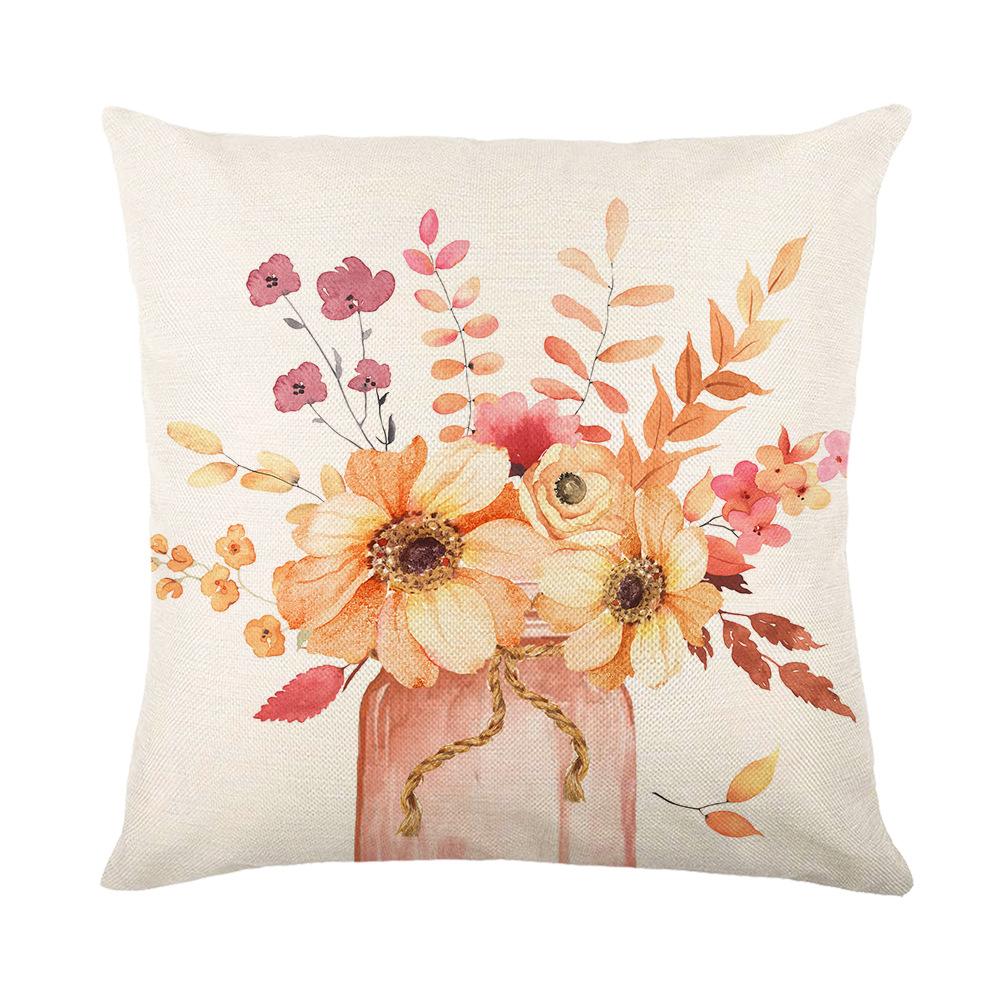 

Autumn Letter Print Pillow Cover Plant Flower Home Living Room Sofa Cushion Cover Bedroom Pillow Cover 45*45cm JYM329-4