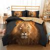 Lion Duvet Cover Set Microfiber Couple Bedding Set for Boys Teens 3D Animal Print Comforter Cover African Wildlife Quilt Cover