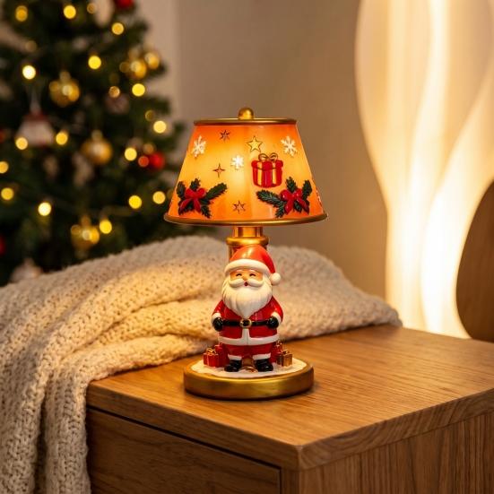 Bedroom Holiday Decor Christmas Lighted Table Lamp, Santa Claus Reindeer Garden Balcony Ornaments Desktop Ornament for Living Room Indoor Home