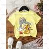 TOM&JERRY Cartoon Pattern Printed Cotton Imitation Cute Children's Casual Top Fashion Sports T-shirt Summer Adult T-shirt