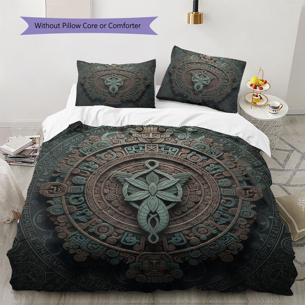 MayanMagicTotems Pattern Bedding Quilt Set Quilt Cover Pillowcase Home Decoration Birthday Gift (1 * Duvet Cover + 2 * Pillowcase, Without Core)