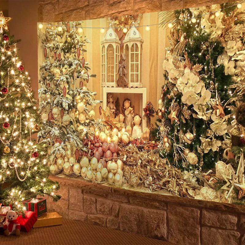 Weihnachtsbaum-Dekoration, Wandteppich, Wandbehang, Boho-Hippie-Stoff, großer Wandteppich, ästhetische dekorative Heimdekoration