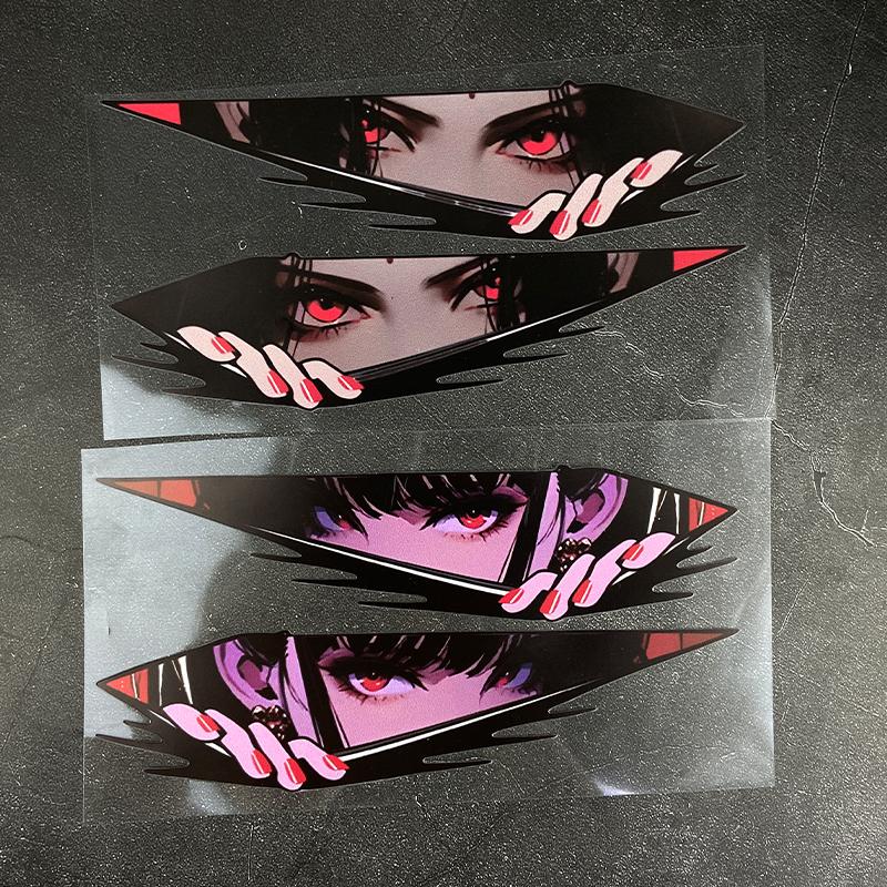 1 Pair JDM Anime Girl Motorcycle Waterproof Sticker for Motorcycle Helmet Fuel Tank Fairing Scooter Universal Vinyl Decals