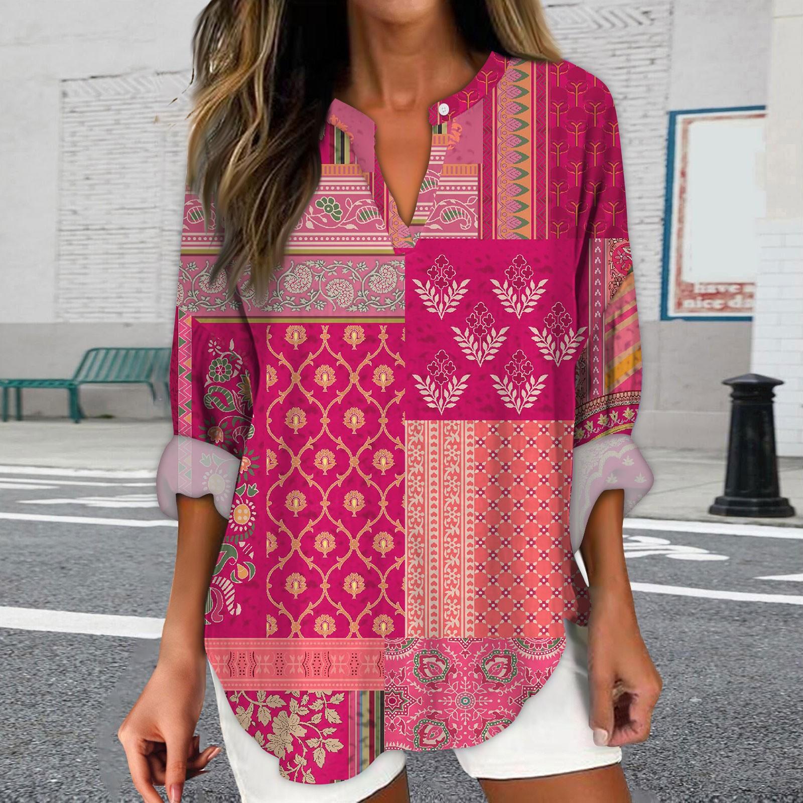 

Женские топы с длинным рукавом, рубашки с текстурным принтом, нарядные рубашки с V-образным вырезом M