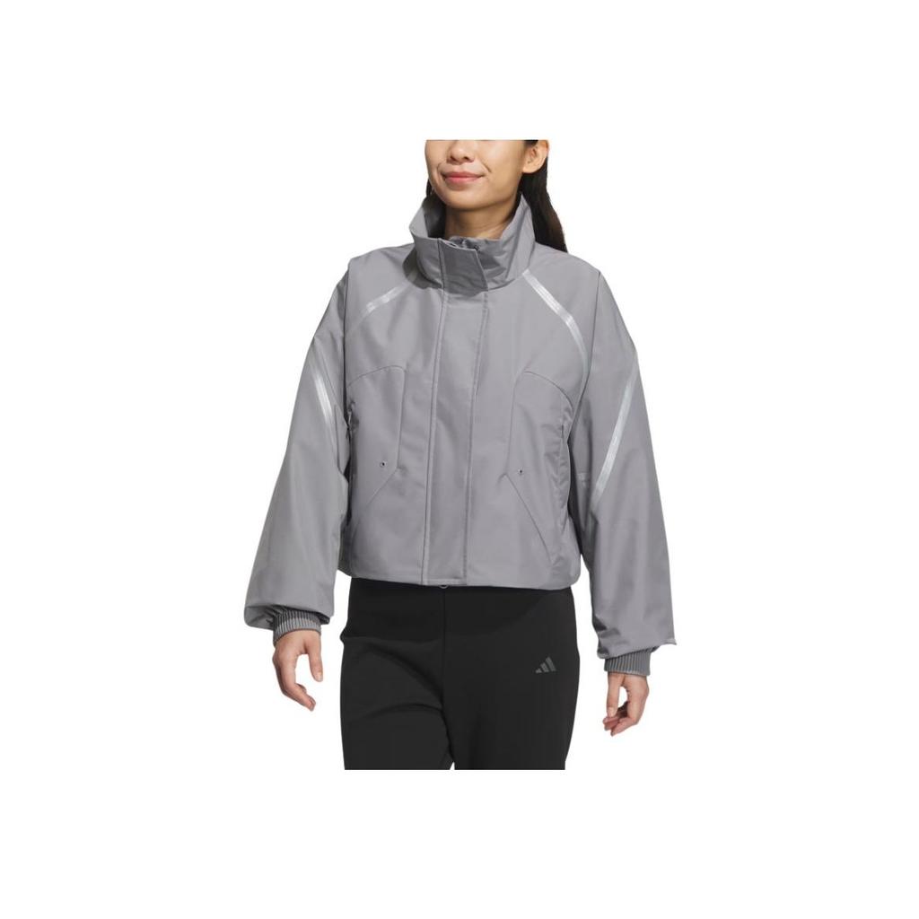 Adidas Fustl W P Jkt2 Stand Collar Loose Comfortable Sports Casual Jacket Women Jackets Gray JM6196