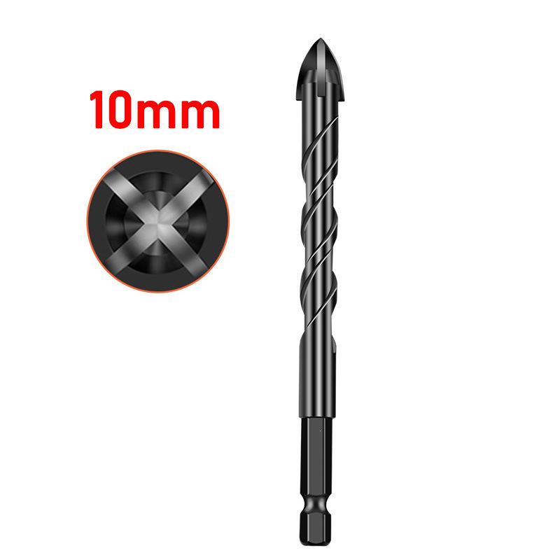 Hex Shank Spiral Flute Cross Drill Bit for Cement, Wood, Ceramic, Glass, and Alloy