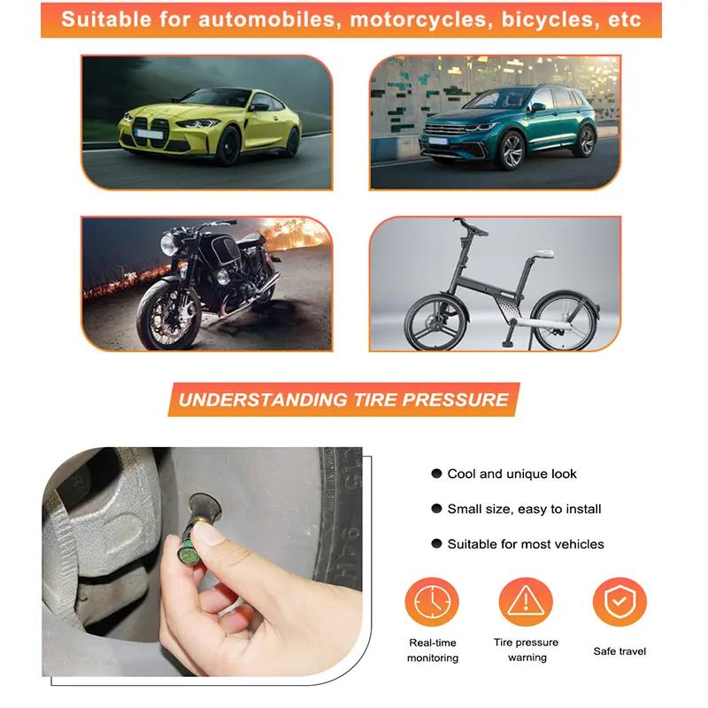 4 Pack 3 Color Indicator Tire Pressure Monitor Valve for Small Medium Motorcycle Bicycle Tire Pressure Monitoring and Alert