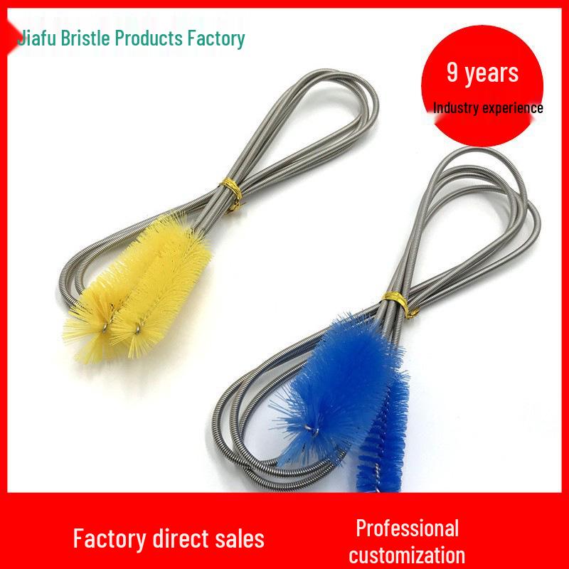 Aquarium Spring Brush Set - Double-Headed Blue Pipe & Tank Cleaning Brushes