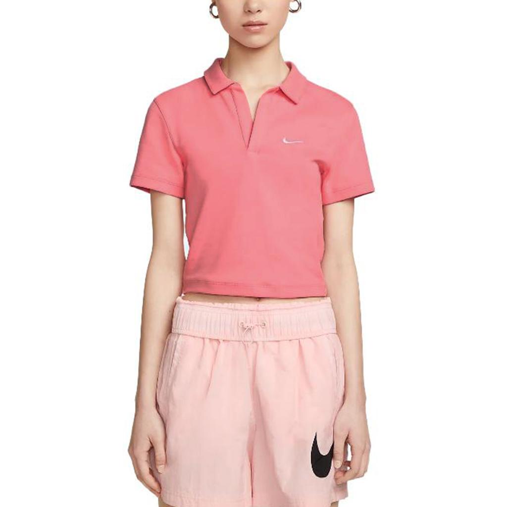 Nike Sportswear Essential Solid Polo T-Shirt Women Tops Pink DV7885-611