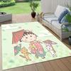 Chibi Maruko‑chan2 Flannel Pattern Square Carpet,Area Rug,Carpet Rug for Living Room Bedroom Sofa Playroom Decor,Non-slip Floor Mat