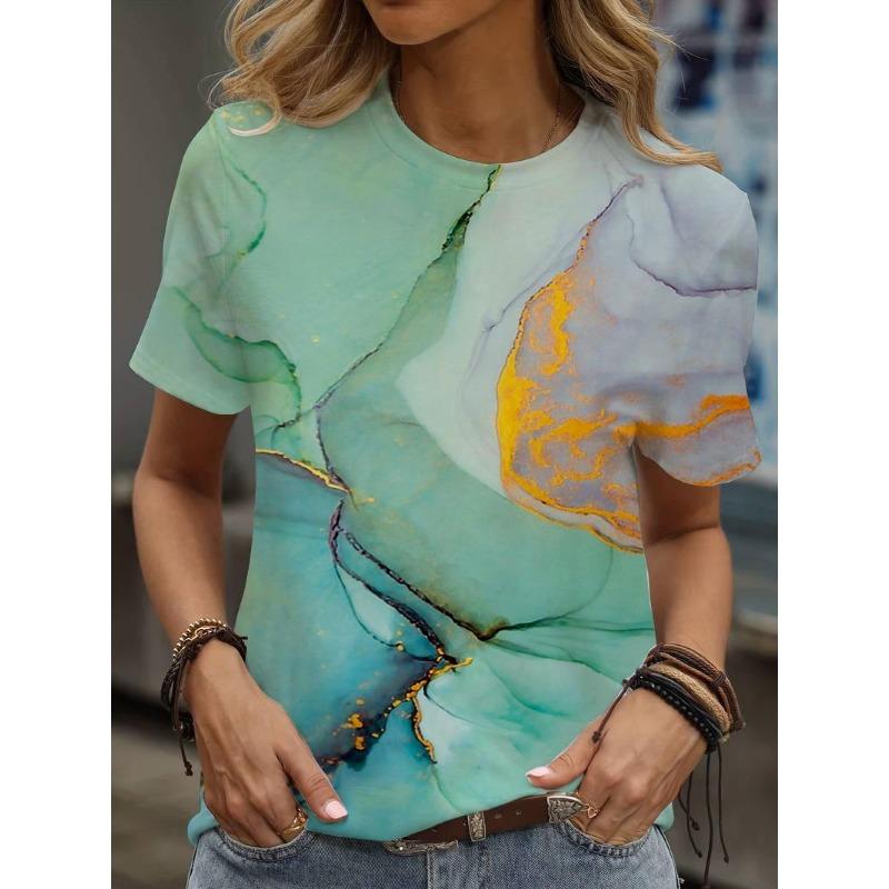 Wholesale Cheap Clothes Shirts & Blouses Summer Women's Clothing Sales Short Sleeve Camisetas 3D Print Cartoon T-shirts