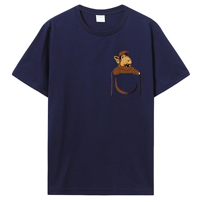

Funny Alf Pocket T Shirt Men Hipster Stylish Pure Cotton Unique Design Alien Life Form Tee Shirt Guys Punk Designer Streetwear S