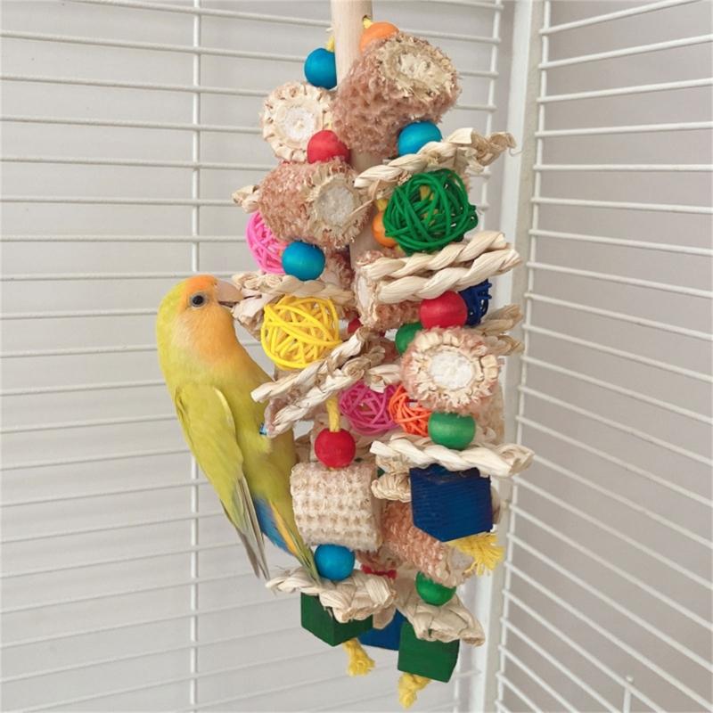 Bird Toy Parrots Chewing Toy Birdcage Block Tearing BiteToy Small Medium Birds Cage Wooden Puzzle for Lovebirds Conures