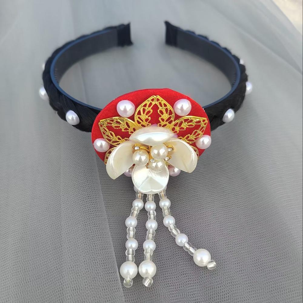 Flower Hanbok Hairband Pearl Stage Dance Hair Hoop Sweet Korean Headband  Girl